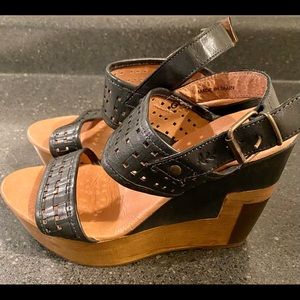 Leather and wood wedges